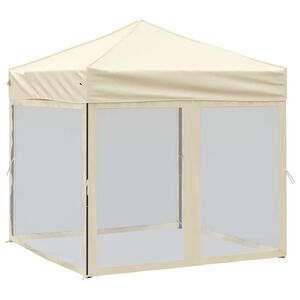 vidaXL Tenda per Feste Pieghevole con Pareti Laterali Crema 2x2 m