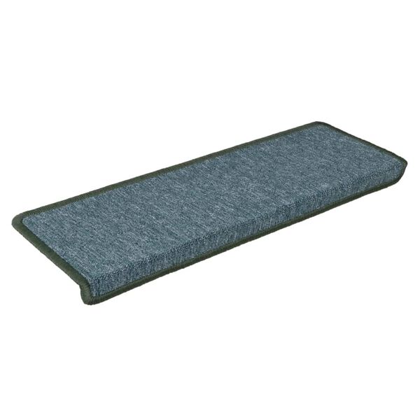 vidaXL Tappetini per scale 15 pz 65x21x4 cm Verde scuro con bordo rettangolare