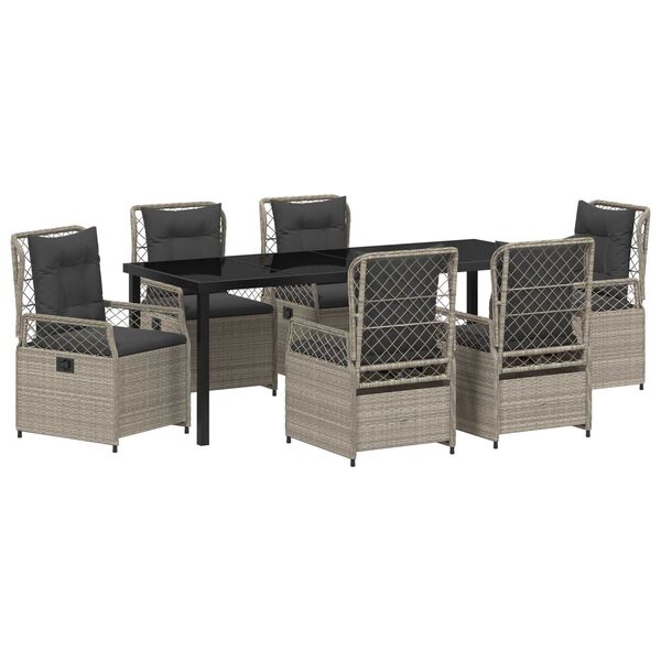 vidaXL Set da Pranzo per Giardino 7 pcs Grigio chiaro polyrattan