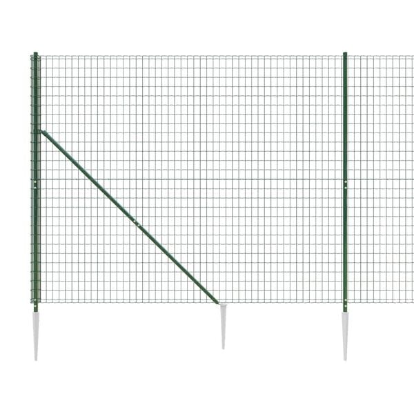 vidaXL Recinzione Metallica con Picchetti Ancoraggio Verde 2x25 m