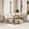 vidaXL Set Divano da Giardino con cuscino Beige Poly Rattan