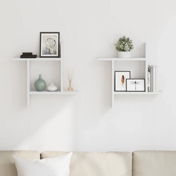 vidaXL Mensole a Muro 2 pz Bianche 50x12x50 cm in Truciolato