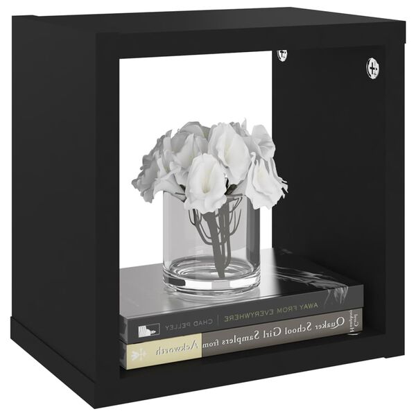 vidaXL Mensole Parete a Cubo 4 pz Nere 22x15x22 cm