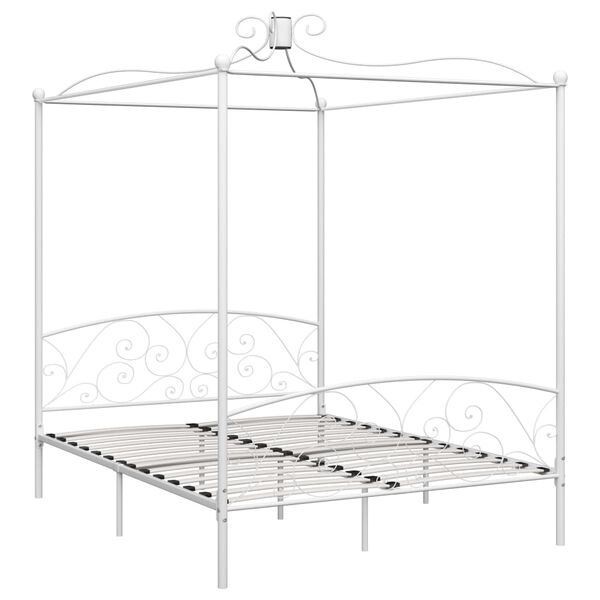 vidaXL Letto a Baldacchino Bianco in Metallo 180x200 cm