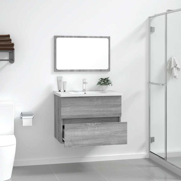 vidaXL Set Mobili da Bagno 2 pz Grigio Sonoma in Legno Multistrato