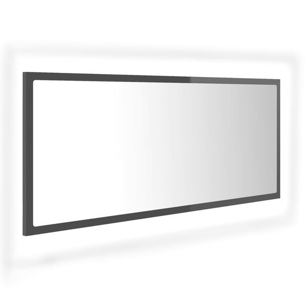 vidaXL Specchio da Bagno LED Grigio Lucido 100x8,5x37 cm in Acrilico