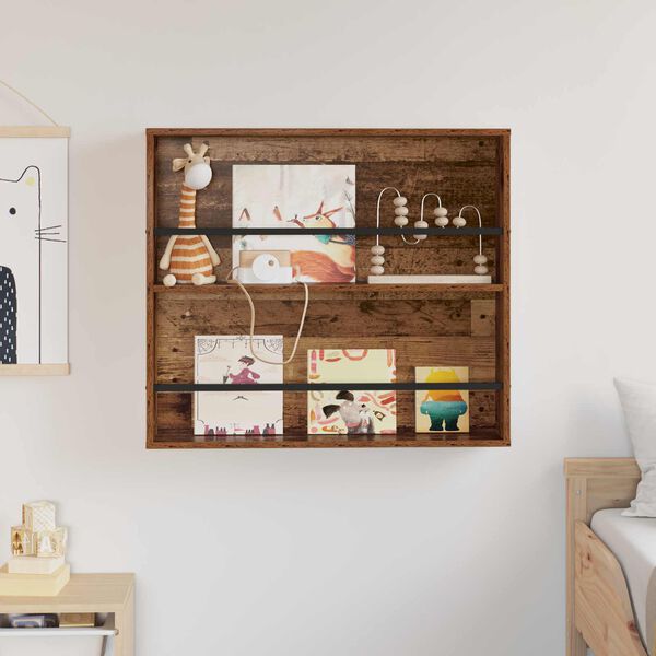 vidaXL Scaffale per riviste Legno vecchio 80 x 12 x 70 cm