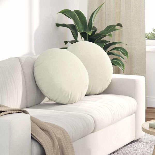 vidaXL Cuscini per Seduta 2 pcs Crema &Oslash; 40 x 13 cm Velluto