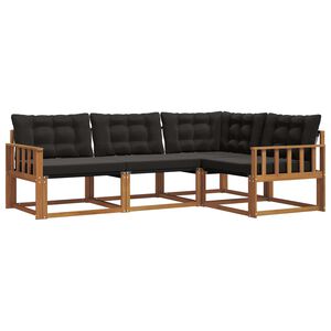 vidaXL Set di divani da esterno 4 pz Naturale e Nero