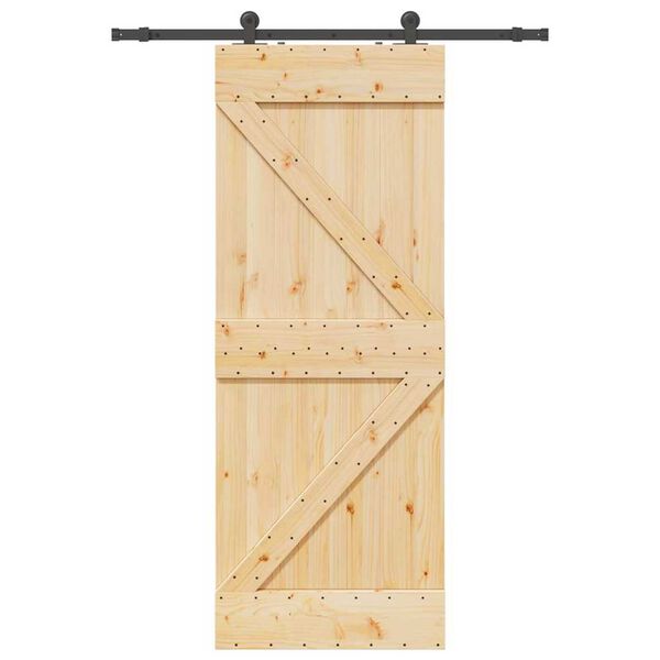 vidaXL Porta Scorrevole con Set Hardware 80x210 cm Legno Massello Pino