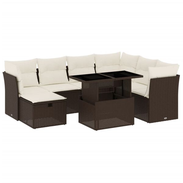 vidaXL Set Divani da Giardino 8 pz con Cuscini Marrone in Polyrattan