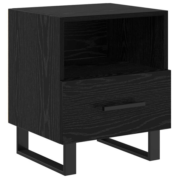 vidaXL Armadio da Notte con cassetto Rovere Nero 40 x 35 x 47,5 cm