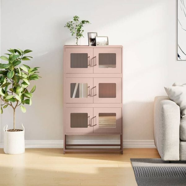 vidaXL Credenza Rosa 68x39x123 cm in Acciaio