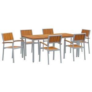 vidaXL Set da Pranzo per Giardino 7 pcs Grigio