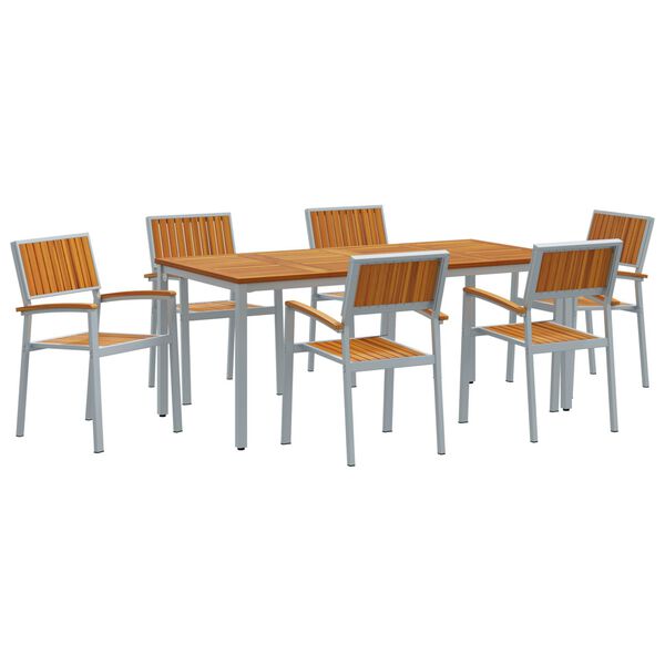 vidaXL Set da Pranzo per Giardino 7 pcs Grigio