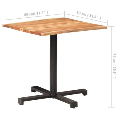 vidaXL Tavolino da Bistrot Bordi Spigoli Vivi 80x80x75 cm Legno Acacia