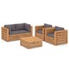 vidaXL Set Divani da Giardino 5 pz Cuscini Grigio Scuro Legno di Teak
