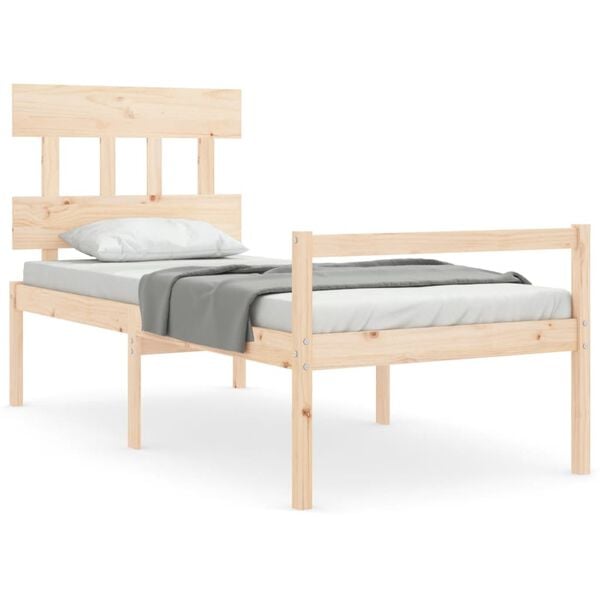 vidaXL Letto per Anziani con Testiera 90x200 cm in Legno Massello