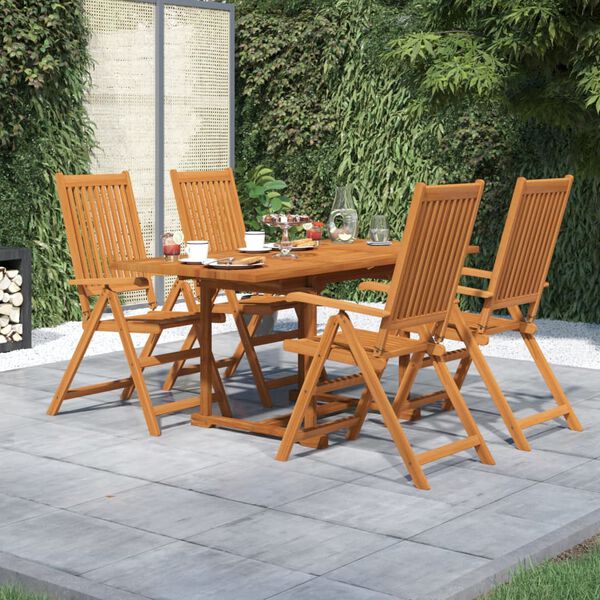 vidaXL Set Mobili da Pranzo per Giardino 5 pz Legno Massello di Acacia 120-170 cm