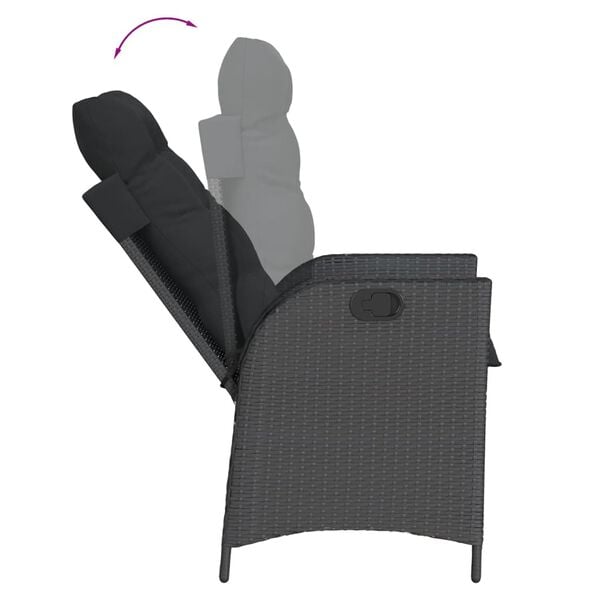 vidaXL Set da Pranzo da Giardino 7 pz Nero con Cuscini in Polyrattan
