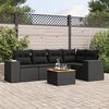 vidaXL Set Divano da Giardino 6 pz con Cuscini Nero in Polyrattan