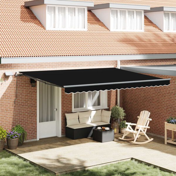 vidaXL Tenda Retrattile Nero 450 × 300 cm Tessuto