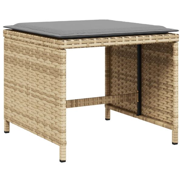 vidaXL Set Pranzo da Giardino 9 pz con Cuscini Beige Misto Polyrattan
