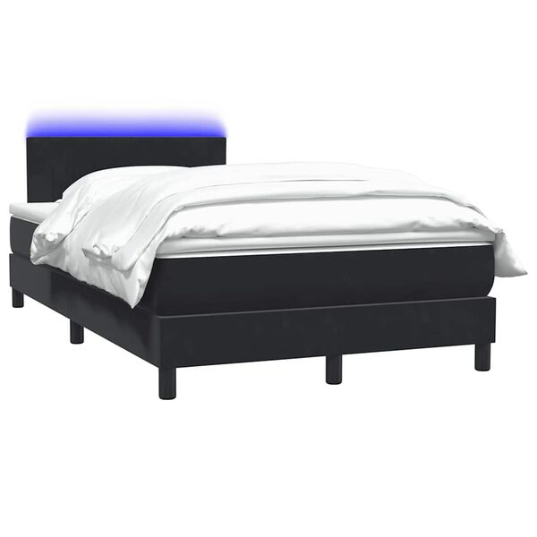vidaXL Letto a Molle con Materasso e LED Nero 120x220 cm in Velluto