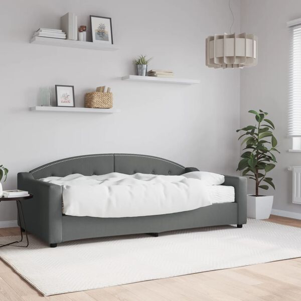 vidaXL Divano Letto con Materasso Grigio Scuro 90x190 cm in Tessuto