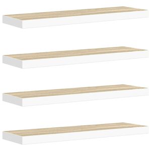 vidaXL Scaffali a Parete 4 pz Rovere e Bianco 90x23,5x3,8 cm in MDF
