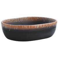 vidaXL Lavabo da Appoggio Nero e Arancione Ovale 47x33x13 cm Ceramica