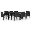 vidaXL Set da Pranzo da Giardino 9 pz in Polyrattan Nero
