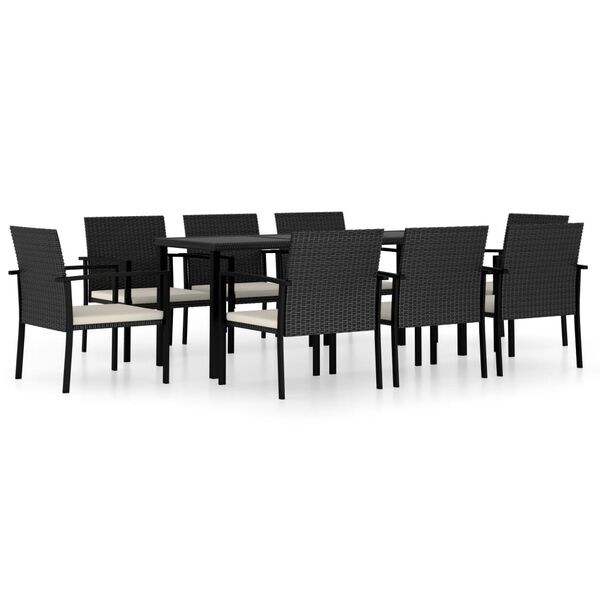 vidaXL Set da Pranzo da Giardino 9 pz in Polyrattan Nero