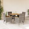vidaXL Set Pranzo Giardino 5 pz con Cuscini Grigio Polyrattan Acacia