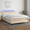 vidaXL Letto a Molle con Materasso e LED Crema 140x190 cm in Tessuto
