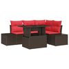vidaXL Set Divano da Giardino 5 pz Marrone polyrattan