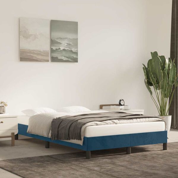vidaXL Giroletto senza Materasso Blu Scuro 120x190 cm Velluto