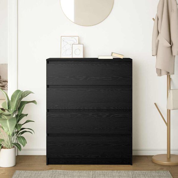vidaXL Credenza Rovere Nero 80x35x99 cm in Legno Multistrato