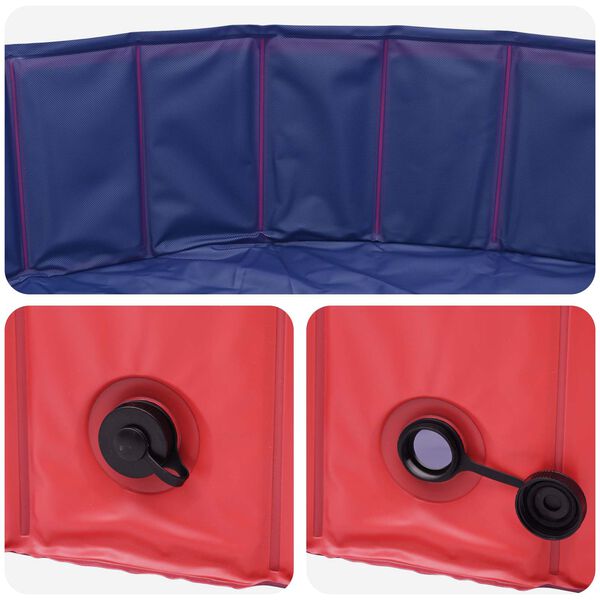vidaXL Piscina Pieghevole per Cani Rosso e Blu 120 x 120 x 30 cm PVC