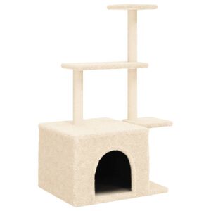 vidaXL Albero per Gatti con Tiragraffi in Sisal Crema 110 cm