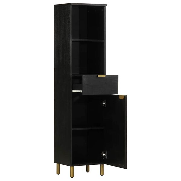 vidaXL Mobile da Bagno Nero 38x33x160 cm in Legno Massello di Mango