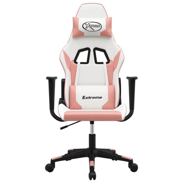 vidaXL Sedia da Gaming Bianco e Rosa in Similpelle