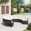 vidaXL Divano da Giardino con Cuscini Circolare Nero in Polyrattan