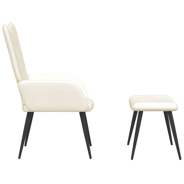 vidaXL Poltrona Relax con Sgabello Bianco Crema in Velluto