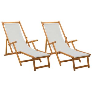 vidaXL Lettino prendisole pieghevole 2 pcs 3 Posizione Crema