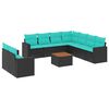 vidaXL Set Divani da Giardino 10 pz con Cuscini Nero in Polyrattan