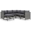 vidaXL Set Divani da Giardino 6 pz con Cuscini in Polyrattan Grigio