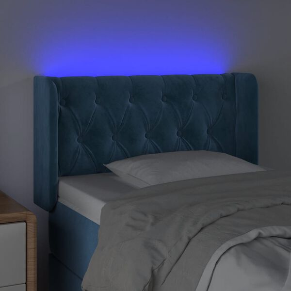 vidaXL Testiera a LED Blu Scuro 83x16x78/88 cm in Velluto