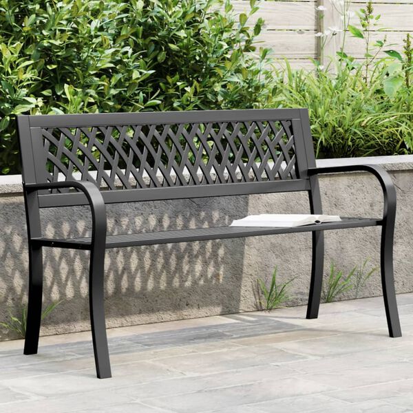 vidaXL Panca da Giardino Nera 120 cm Acciaio
