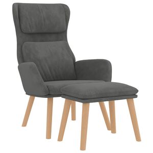 vidaXL Poltrona Relax con Poggiapiedi Grigio Scuro in Velluto